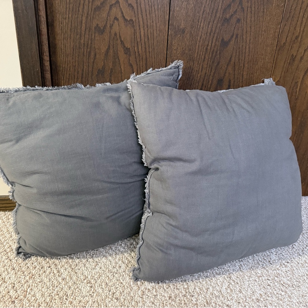 Casaluna Euro Heavyweight linen blend Gray Throw Pillow 26x26 (set of 2) - Picture 2 of 2